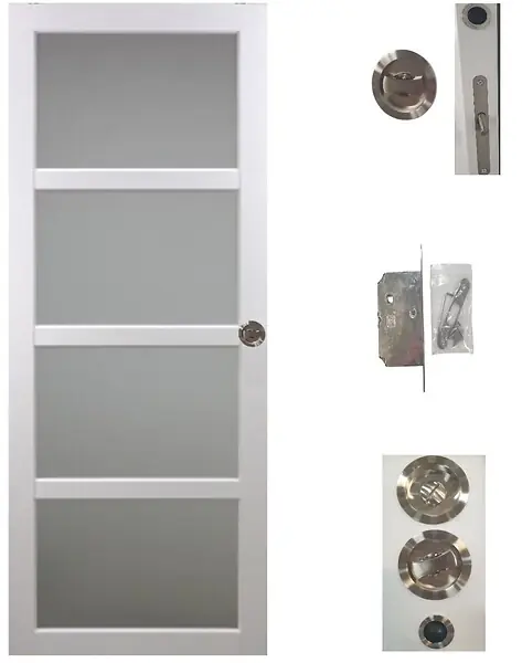 Quantité Limitée Porte Coulissante Tana blanc Vitrée H204 x L63 cm, serrure condamnation GD MENUISERIES