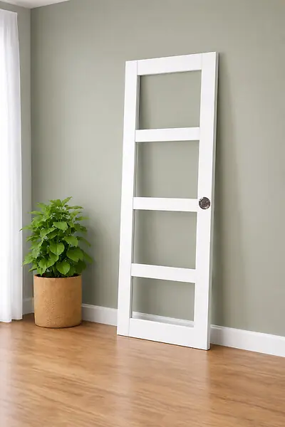 Porte Coulissante Tana blanc Vitree H204 x L63, serrure a condamnation GD MENUISERIES Usine Directe