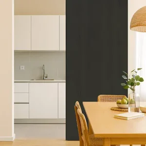 Petit Prix Porte Coulissante Effet Chêne Anthracite Grey Oak H204 x L83 cm, Rail alu Bandeau Blanc GD MENUISERIES