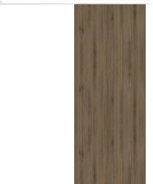 Jusqu'à Épuisement Des Stocks Porte Coulissante Décor Noyer Light Walnut H204 x L83 cm, Rail alu Bandeau Blanc GD MENUISERIES