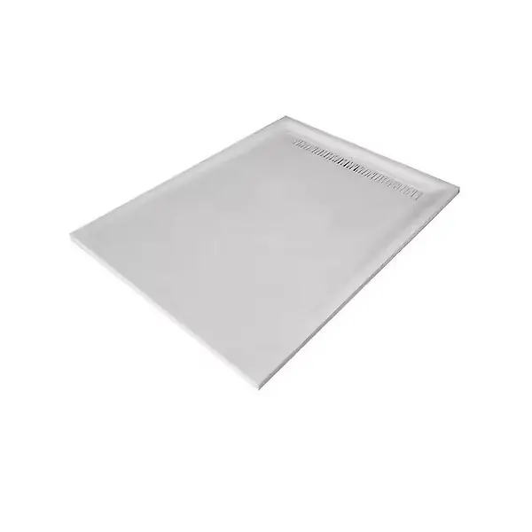 Receveur résine U-Tile blanc imitation ardoise - grille caniveau excentrée MARMOX Nouveauté