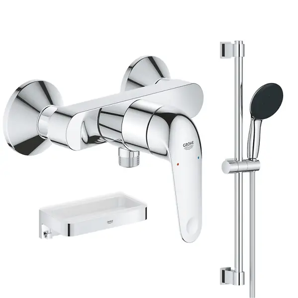 Paiement Sécurisé Mitigeur douche mécanique Swift 2023 + Ensemble de douche 2 jets avec barre + Panier douche GROHE