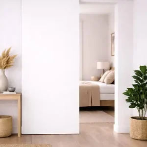 Réduction Porte Coulissante Blanc Pur Lacdor H204 x L83 cm, Rail Alu GD MENUISERIES