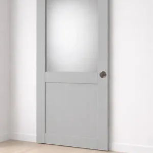 Meilleur Prix Porte Coulissante Athena Gris Clair Vitrée H204 x L73 cm, serrure condamnation GD MENUISERIES