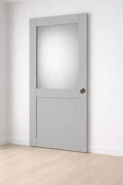 Meilleur Prix Porte Coulissante Athena Gris Clair Vitrée H204 x L73 cm, serrure condamnation GD MENUISERIES