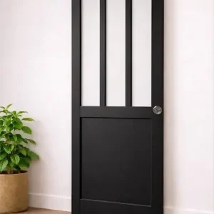 Porte Coulissante Atelier Noir H204 x L73 cm, serrure condamnation GD MENUISERIES Offre Du Jour