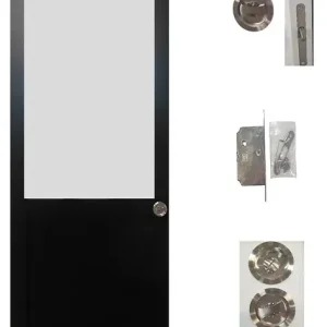 Porte Coulissante Athena Noir H204 x L73 cm, serrure condamnation GD MENUISERIES Livraison Express