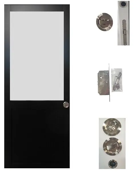Porte Coulissante Athena Noir H204 x L73 cm, serrure condamnation GD MENUISERIES Livraison Express