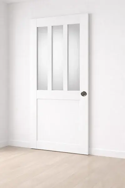 Porte Coulissante Atelier Blanc vitre depoli H204 x L73 cm, serrure condamnation GD MENUISERIES Vente Directe