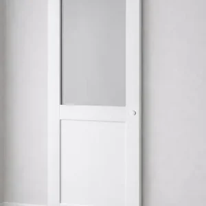 Commander Maintenant Porte Coulissante Atelier Blanc H204 x L83 cm sans meneau, Coquilles blanc GD MENUISERIES