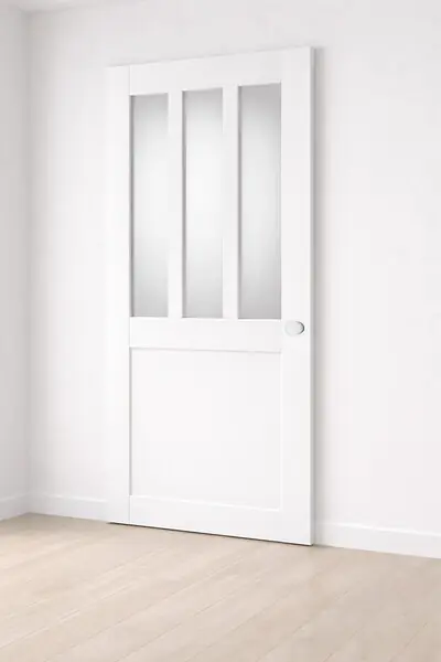 Must-Have Porte Coulissante Atelier Blanc vitre depoli H204 x L83 cm, Coquilles blanc GD MENUISERIES