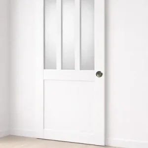 Porte Coulissante Atelier Blanc vitre depoli H204 x L83 cm, Coquilles GD MENUISERIES Livraison Express