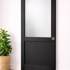 Offre Spéciale Porte Coulissante Athena Noir H204 x L83 cm, Coquilles GD MENUISERIES