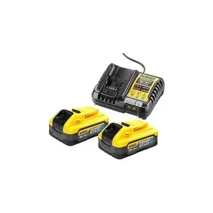 DEWALT - Pack 2 batteries POWERSTACK XR 18V 5 Ah Li-Ion + chargeur Vente Directe