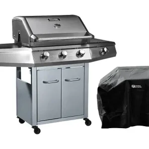 Pas Cher Barbecue Gaz "Bingo 4" - 4 brûleurs dont 1 latéral - 14kW + Housse protection - Argenté HABITAT ET JARDIN