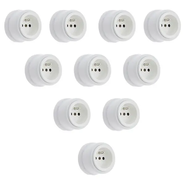 FONTINI Lot de 10 prises intérieures plastique blanc Garby 16A 250V Offre Spéciale