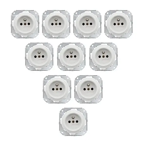 FONTINI Lot de 10 prises Garby Colonial – Porcelaine blanche – Installation encastrée Vente Flash