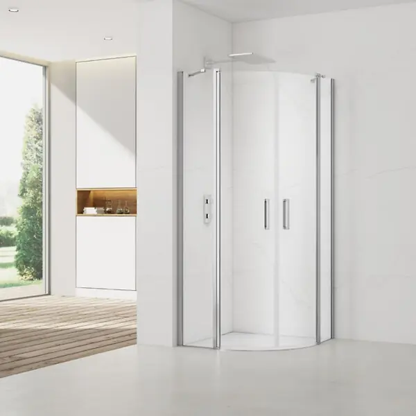 Livraison Express Swiss Aqua Technologies Set Porte de douche 90x195 cm transparente + 2x Poignée pour porte de douche, chrome (SATFUSP90CRT-SET)