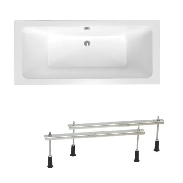 Top Vente 160x75 cm Nora Plus baignoire rectangulaire, acrylique, gauche et droite, blanc (NO1600PLUS-SET) SIKO