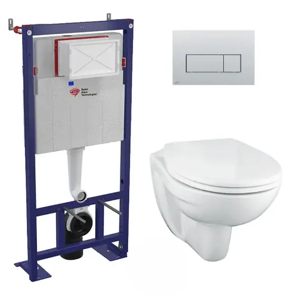Pack WC Bâti-support autoportant + WC Porcher sans bride + Abattant Astor + Plaque Chrome mat (SMART-Porcher-M572) SWISS AQUA TECHNOLOGIES Paiement Sécurisé
