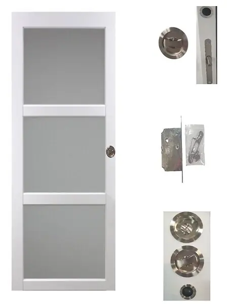 Achetez Aujourd'hui Porte Coulissante Kenya blanc Vitrée H204 x L83 cm, serrure condamnation