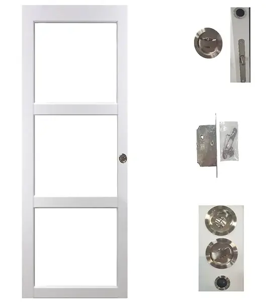 Porte Coulissante Kenya blanc Vitrage transparent H204 x L83 cm, serrure condamnation GD MENUISERIES Promotion