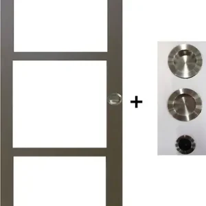 Porte Coulissante Gris Taupe RAL 7006 Vitrage transparent H204 x L73 cm, coquilles, tire doigt GD MENUISERIES Commander Maintenant