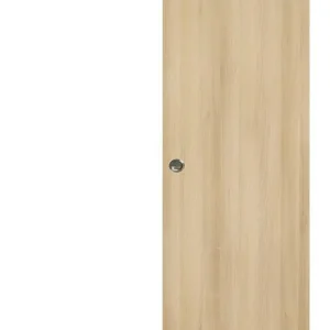 Porte Coulissante Décor Chêne Naturel Honey Oak H204 x L73 cm, Rail alu Bandeau Blanc, Coquilles GD MENUISERIES Pas Cher