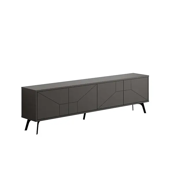 Meuble TV en bois "Dune" - 180 x 29 x 50 cm - Gris anthracite HABITAT ET JARDIN Réduction