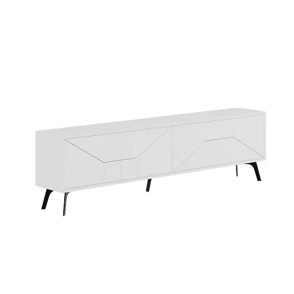 Prix Réduit Meuble TV en bois "Dune" - 180 x 29 x 50 cm - Blanc HABITAT ET JARDIN