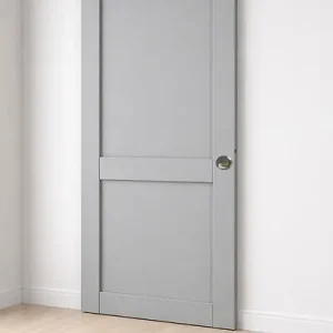 Livraison Express Porte Coulissante Athena Gris Clair 2 panneaux H204 x L73 cm, coquilles, tire doigt GD MENUISERIES