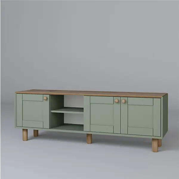 Satisfait Ou Remboursé Meuble TV en bois "Mia" - 160 x 40 x 56 cm - Vert HABITAT ET JARDIN