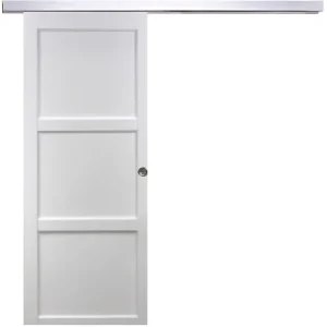 Acheter Direct Porte Coulissante Korya Blanc 3 panneaux H204 x L73 cm, Rail Alu, Coquilles GD MENUISERIES