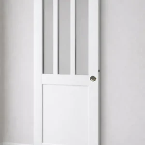 Porte Coulissante Atelier Blanc H204 x L83 cm, coquilles, tire doigt GD MENUISERIES Promotion