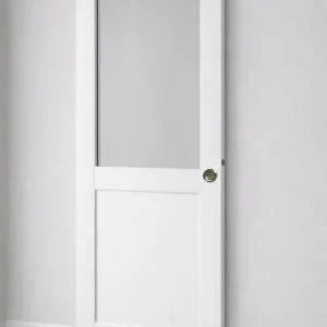 Porte Coulissante Atelier Blanc H204 x L83 cm sans meneau, coquilles, tire doigt GD MENUISERIES Prix Cassé