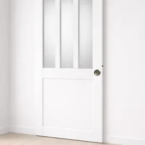 Paiement Sécurisé Porte Coulissante Atelier Blanc vitre depoli H204 x L83 cm, coquilles, tire doigt GD MENUISERIES