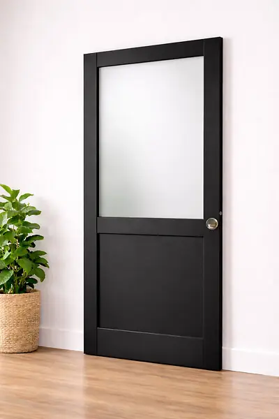 Porte Coulissante Athena Noir H204 x L83 cm, coquilles, tire doigt GD MENUISERIES Livraison Express