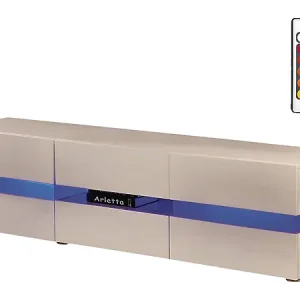Meuble TV LED "Vida‘ - 177 x 39 x 45 cm - Blanc laqué HABITAT ET JARDIN Affaire À Saisir