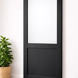 Porte Coulissante Atelier Noir sans meneau H204 x L93 cm GD MENUISERIES Top Vente