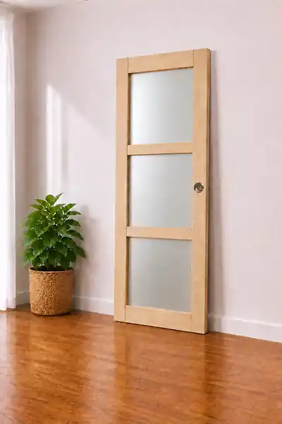 Porte Coulissante bois Ayous Vitrée H204 x L83 cm, Coquilles GD MENUISERIES Pas Cher