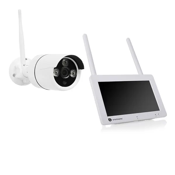 Prix Cassé Kit caméra vidéosurveillance sans fil écran tactile - Blanc SMARTWARES