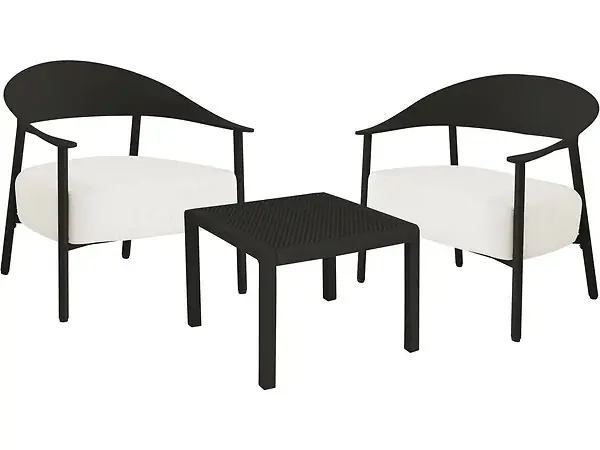 Bon Marché Salon de jardin en métal et plastique "Céora" - 2 places - Noir HABITAT ET JARDIN