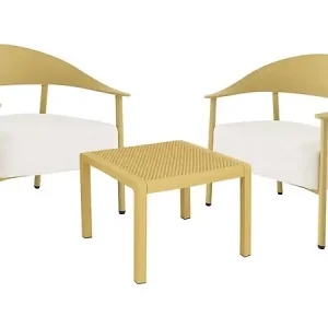 Promotion Saisonnière Salon de jardin en métal et plastique "Céora" - 2 places - Jaune HABITAT ET JARDIN