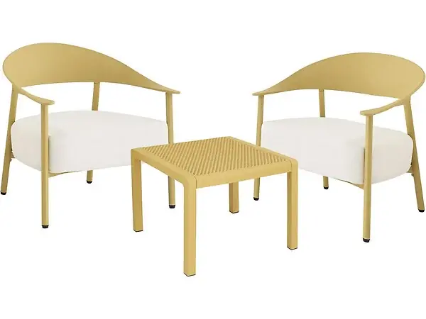 Promotion Saisonnière Salon de jardin en métal et plastique "Céora" - 2 places - Jaune HABITAT ET JARDIN