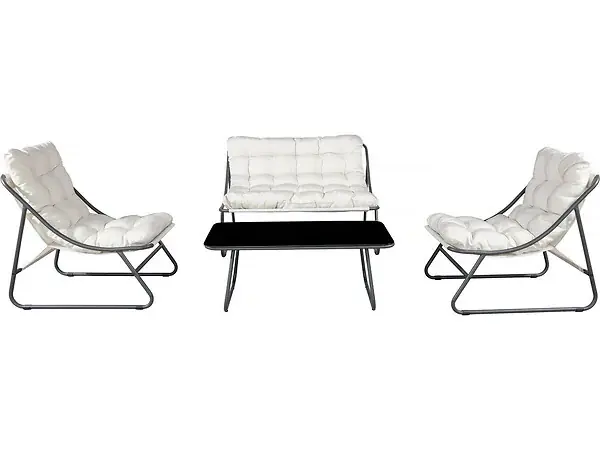 Dernier Modèle Salon de jardin en métal avec coussins "Aria" - 4 places - Beige HABITAT ET JARDIN
