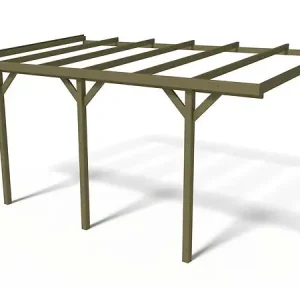 Certifié Carport bois adossé voiture "Solar 2" - 300 x 454 x 245 cm HABITAT ET JARDIN