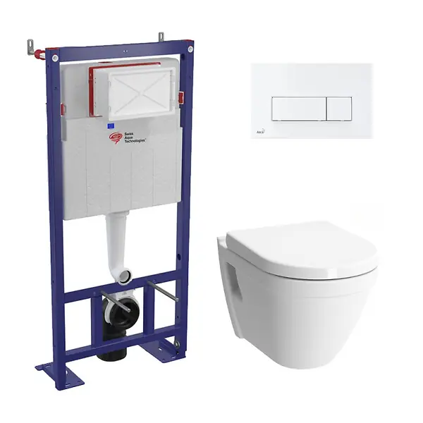 Promotion Pack WC bâti-autoportant + Cuvette Vitra S50 + Abattant softclose + Plaque blanche (SMART-S50-4) SWISS AQUA TECHNOLOGIES