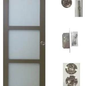 Quantité Limitée Porte Coulissante Gris Taupe RAL 7006 Vitee H204 x L73 cm, serrure condamnation GD MENUISERIES
