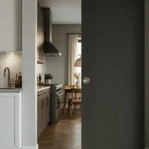 Haute Qualité Porte Coulissante Effet Chêne Anthracite Grey Oak H204 x L83 cm, Rail alu Bandeau noir, coquilles GD MENUISERIES