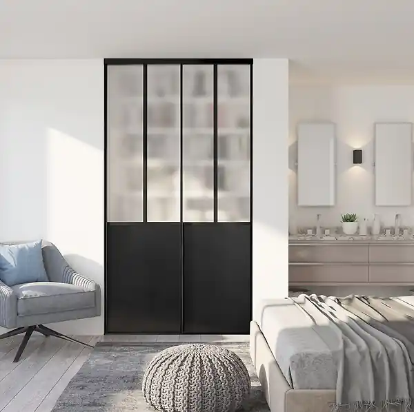 Kit deux portes de placard - Acier - Noir - 250x120cm OPTIMUM Populaire